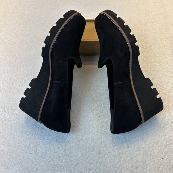 Vionic Willa Black Suede Loafers Black Soles 2" Platform SZ 8 Wide New w/ BOX - Picture 5 of 8